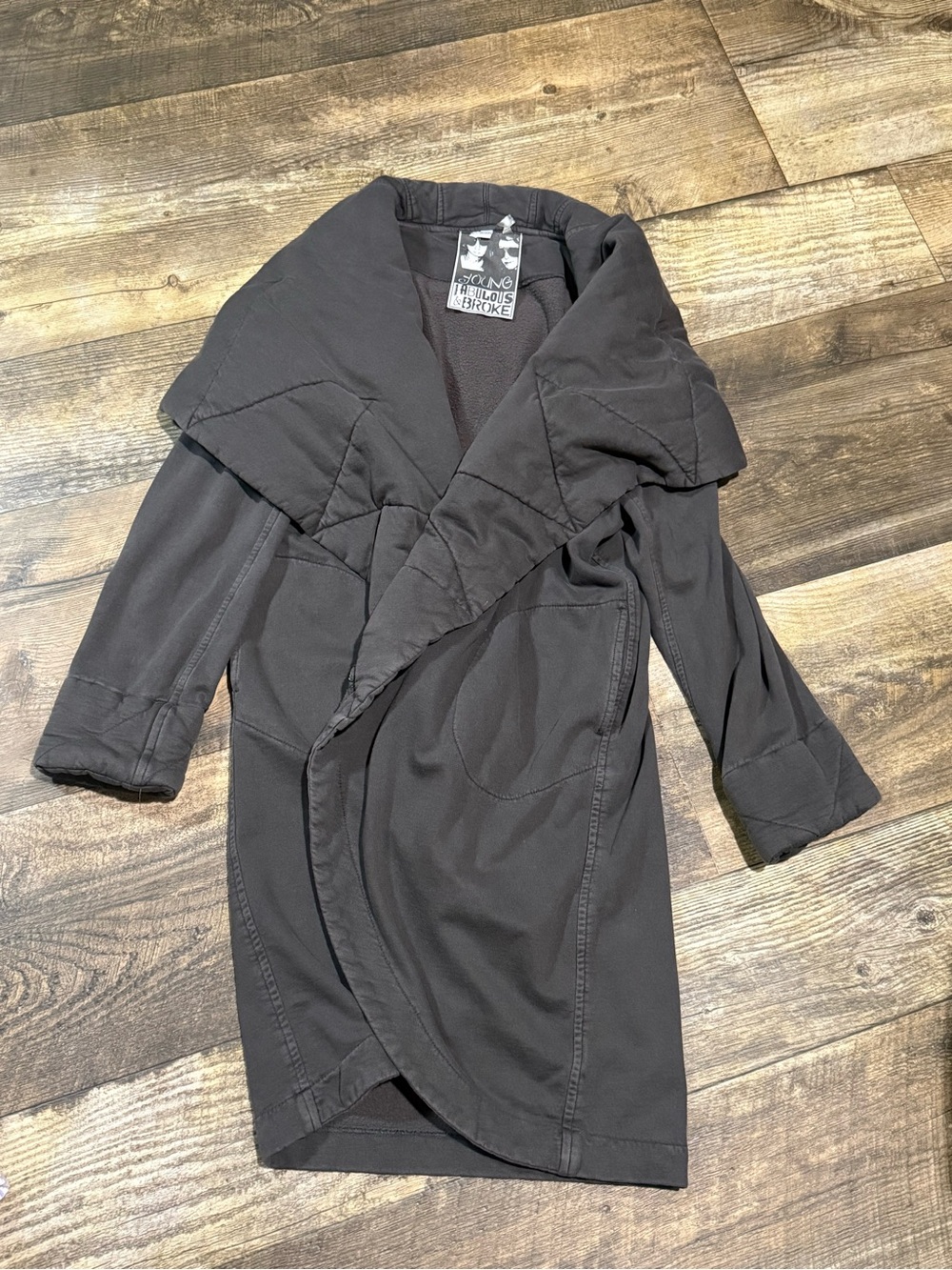 Young Fabulous & Broke Black Draped Wrap Trench Coat